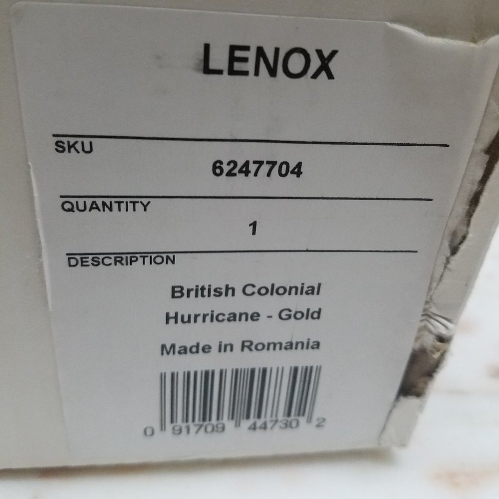Lenox 9" British Colonial Etched Glass Palm Trees Hurricane Lamp- Amber - Picture 6 of 8